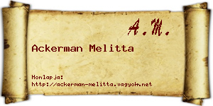 Ackerman Melitta névjegykártya
