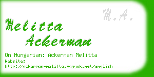 melitta ackerman business card